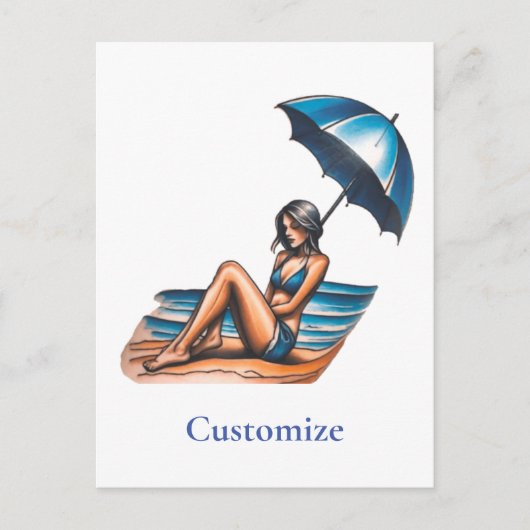 Bikini Meisje Strand Napping Thunder_Cove Briefkaart (Voorkant)
