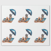 Bikini Meisje Strand Napping Thunder_Cove Cadeaupapier (Vlak)