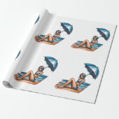Bikini Meisje Strand Napping Thunder_Cove Cadeaupapier (Uitgerold)
