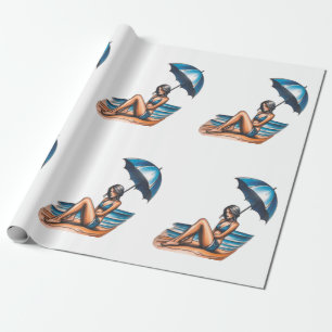 Bikini Meisje Strand Napping Thunder_Cove Cadeaupapier