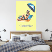 Bikini Meisje Strand Napping Thunder_Cove Canvas Afdruk (Insitu (Slaapkamer))