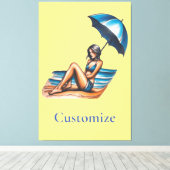 Bikini Meisje Strand Napping Thunder_Cove Canvas Afdruk (Insitu (Houten vloer))