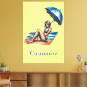 Bikini Meisje Strand Napping Thunder_Cove Canvas Afdruk (Insitu (Woonkamer))