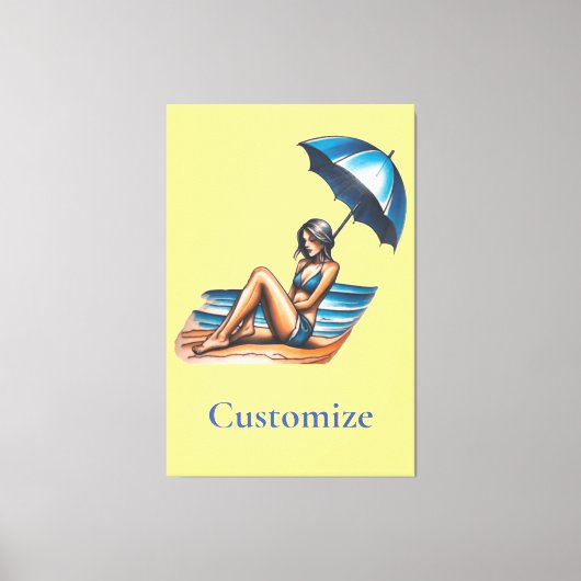 Bikini Meisje Strand Napping Thunder_Cove Canvas Afdruk (Voorkant)