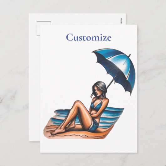 Bikini Meisje Strand Napping Thunder_Cove Feestdagenkaart (Voorkant / Achterkant)