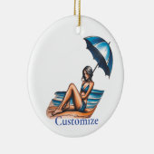 Bikini Meisje Strand Napping Thunder_Cove Keramisch Ornament (Rechts)