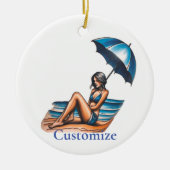 Bikini Meisje Strand Napping Thunder_Cove Keramisch Ornament (Voorkant)