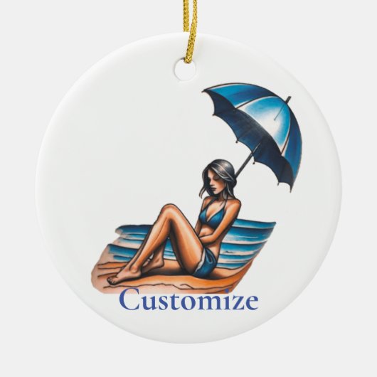 Bikini Meisje Strand Napping Thunder_Cove Keramisch Ornament (Voorkant)