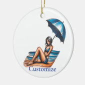 Bikini Meisje Strand Napping Thunder_Cove Keramisch Ornament (Links)