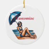 Bikini Meisje Strand Napping Thunder_Cove Keramisch Ornament (Achterkant)