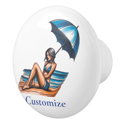 Bikini Meisje Strand Napping Thunder_Cove Keramische Knop (Rechts)