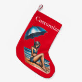 Bikini Meisje Strand Napping Thunder_Cove Kleine Kerstsok (Voorkant (Hangend))