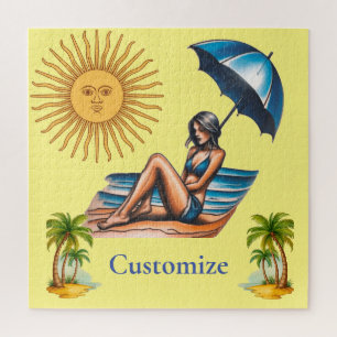 Bikini Meisje Strand Napping Thunder_Cove Legpuzzel