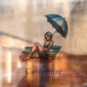 Bikini Meisje Strand Napping Thunder_Cove Raamsticker (Vel 2)