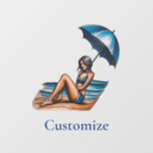 Bikini Meisje Strand Napping Thunder_Cove Raamsticker (Vel)