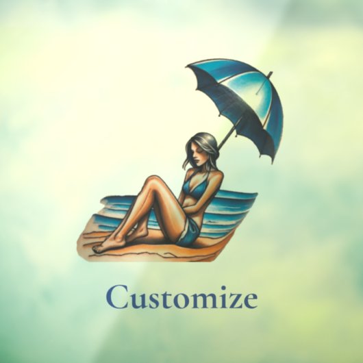 Bikini Meisje Strand Napping Thunder_Cove Raamsticker (Vel 3)