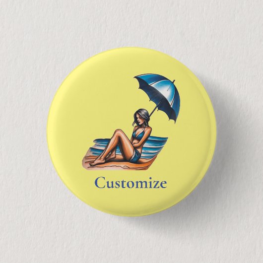 Bikini Meisje Strand Napping Thunder_Cove Ronde Button 3,2 Cm (Voorkant)