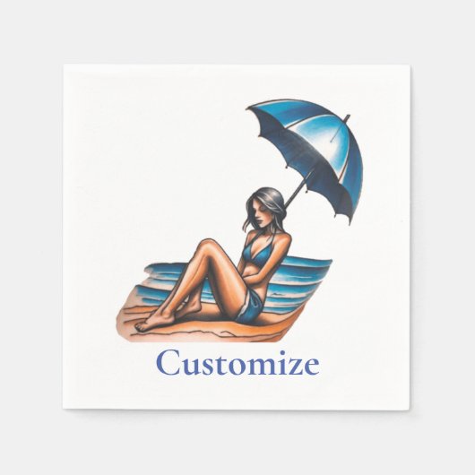 Bikini Meisje Strand Napping Thunder_Cove Servet (Voorkant)