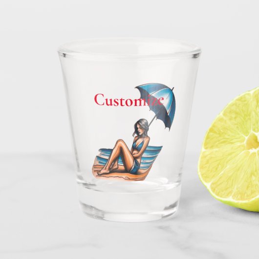 Bikini Meisje Strand Napping Thunder_Cove Shot Glas (Voorkant)