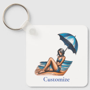 Bikini Meisje Strand Napping Thunder_Cove Sleutelhanger