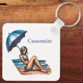 Bikini Meisje Strand Napping Thunder_Cove Sleutelhanger (Achterkant)