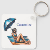 Bikini Meisje Strand Napping Thunder_Cove Sleutelhanger (Achterkant)