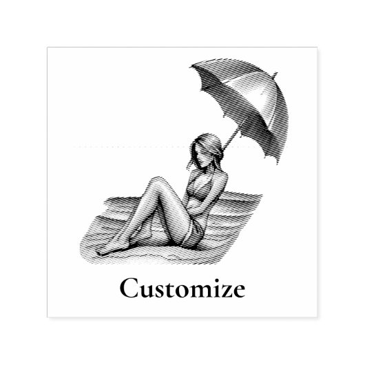 Bikini Meisje Strand Napping Thunder_Cove Zelfinktende Stempel (Design)
