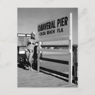 Bikini-meisje van Canaveral Pier Cocoa Beach Flori Briefkaart