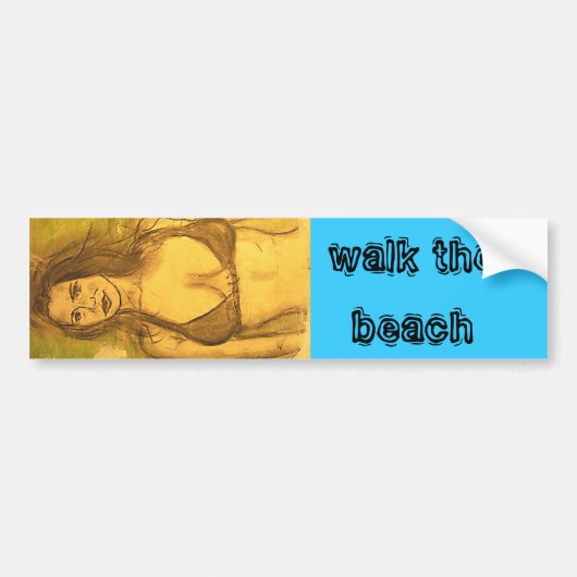 bikini-meisje wandelen bumpersticker (Voorkant)