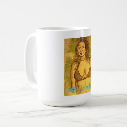 bikini-meisje wandelen koffiemok (Voorkant links)