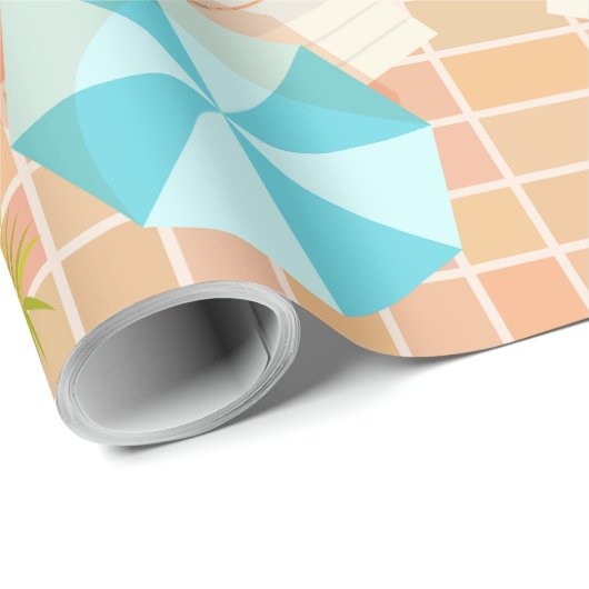 Bikini meisjes en jongens spelen zwembad spel cadeaupapier (Rol Hoek)