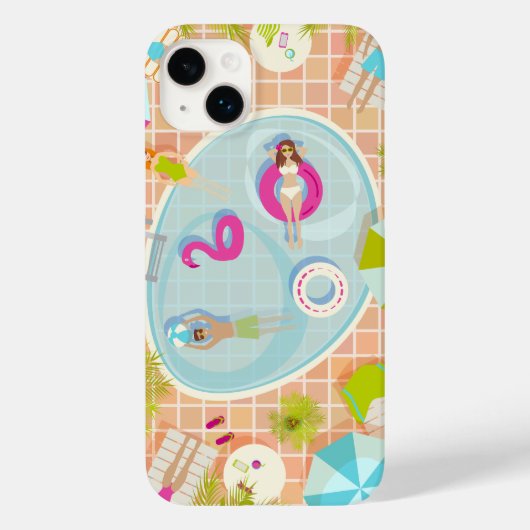 Bikini meisjes en jongens spelen zwembad spel Case-Mate iPhone case (Achterkant)