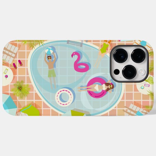 Bikini meisjes en jongens spelen zwembad spel Case-Mate iPhone case (Achterkant (horizontaal))