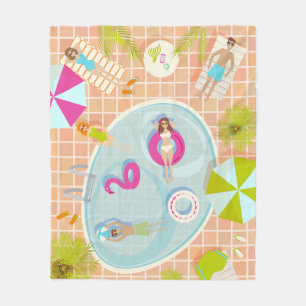 Bikini meisjes en jongens spelen zwembad spel fleece deken