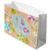 Bikini meisjes en jongens spelen zwembad spel groot cadeauzakje (Achterkant Gekanteld)