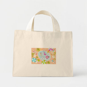 Bikini meisjes en jongens spelen zwembad spel mini tote bag