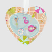 Bikini meisjes en jongens spelen zwembad spel ornament (achterkant)