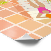 Bikini meisjes en jongens spelen zwembad spel perfect poster (Hoek)