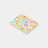 Bikini meisjes en jongens spelen zwembad spel post-it® notes (Schuin)