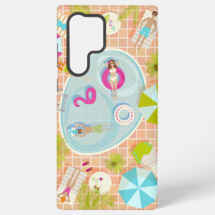 Bikini meisjes en jongens spelen zwembad spel samsung galaxy hoesje