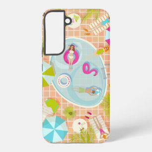 Bikini meisjes en jongens spelen zwembad spel samsung galaxy hoesje