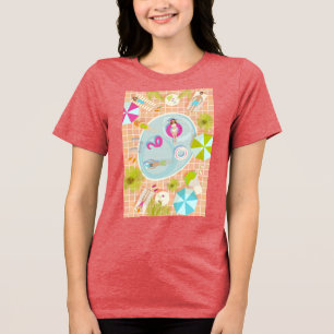 Bikini meisjes en jongens spelen zwembad spel Tri-Blend shirt