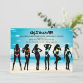 Bikini meisjes uitnodiging (Staand voorkant)