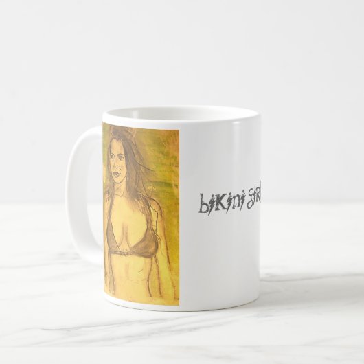 bikini-meisjeskunst koffiemok (Voorkant links)