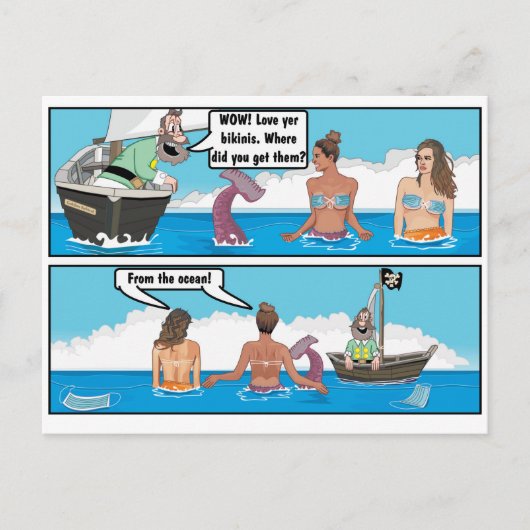 BIKINI MERMAIDS JOKE BRIEFKAART (Voorkant)