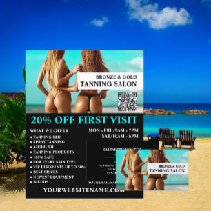 Bikini-modellen, Tanning Salon Adverteren Flyer