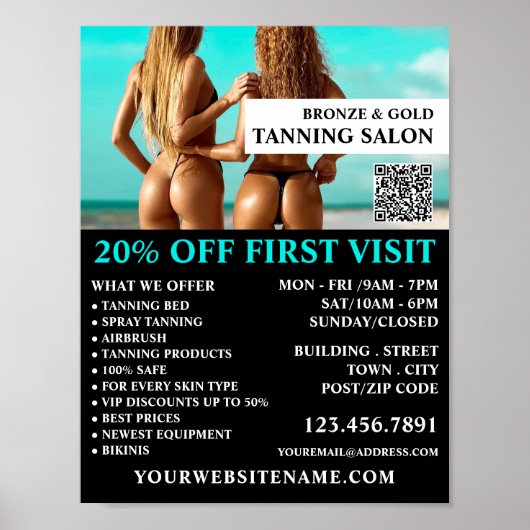 Bikini-modellen, Tanning Salon Adverteren Poster (Voorkant)