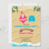 Bikini of Board shorts Gender Reopenbaart feest Kaart (Voorkant)