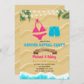 Bikini of Board shorts Gender Reopenbaart feest Kaart (Voorkant / Achterkant)