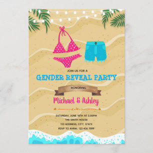 Bikini of Board shorts Gender Reopenbaart feest Kaart
